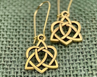 Celtic Sister Knot Gold Filled Kidney Wire Earrings. Irish Bridesmaid Proposal Gift.