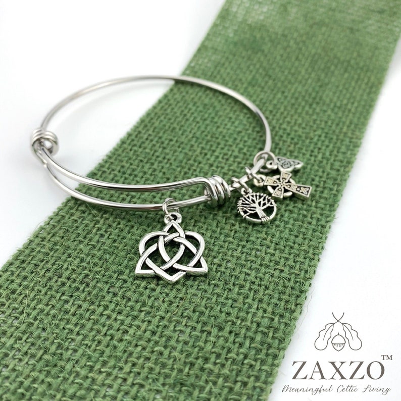 Celtic Sister Knot Bangle. Antiqued Scottish Silver Bracelet. Etsy