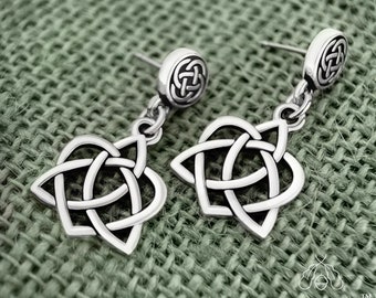 Celtic Sister Knot Earring. Hypoallergenic Platinum Ear Post. Irish Sibling Gift.