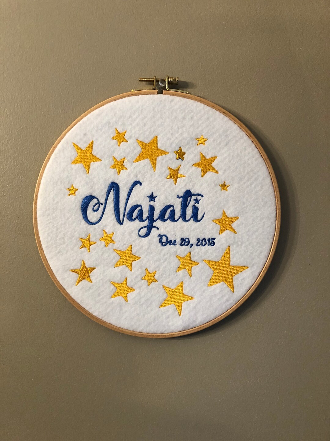 Baby Customized Embroidery Hoop Nursery Wall Decor Newborn Gift, Baby