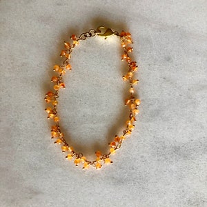 Karneol Armband / Facettierter Karneol / Gold / Rosenkranz Kette