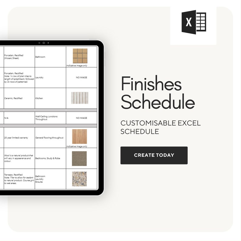 Interior Design Interior Design Finishes Schedule Template Etsy Australia