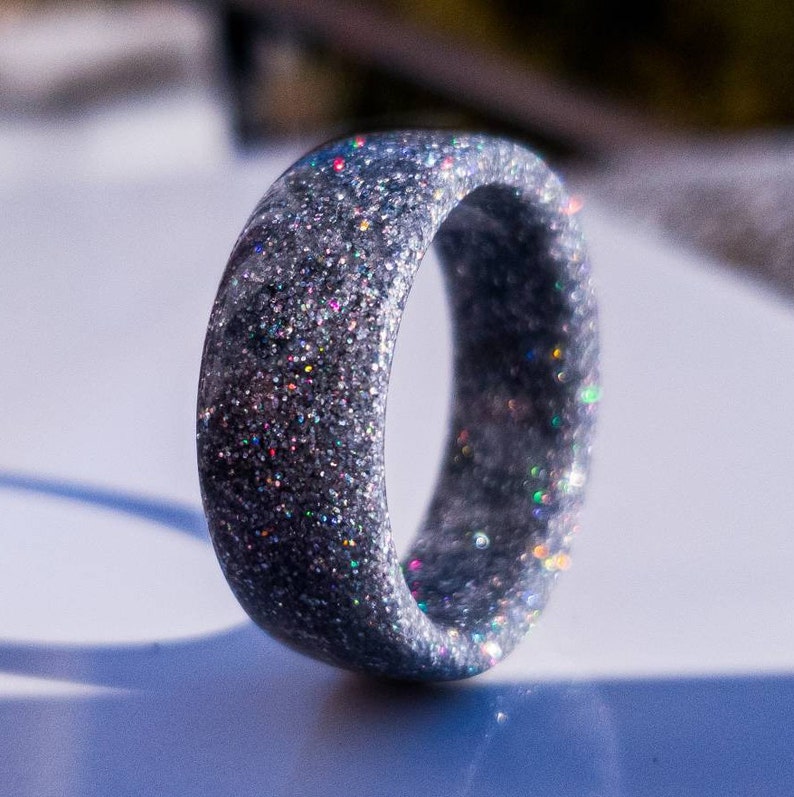 Diamondcast Resin Ring Clear Resin Band With Real Diamond Etsy