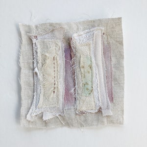 Fabric Artwork Mixed Media Collage Textile Wall Art Modern Fabric Wall Art FRAMED Abstract Artwork Embroidery Hand Painted Linen Lavender