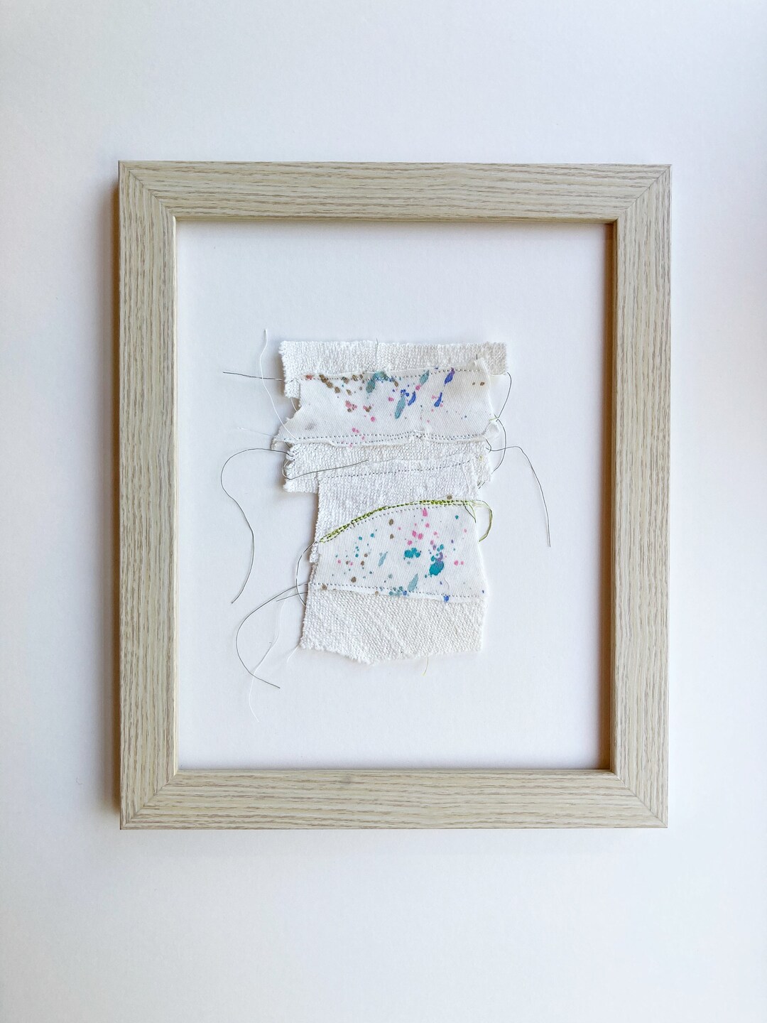 Mixed Media Textile Collage, Original Art, Textile Wall Art, White Wall Art, Handmade