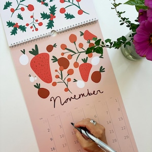 2025 - 2026 Illustrated Calendar Folksy Florals Calendar, July 2025 - June 2026 Wall Calendar Botanical Calendar Cottage Style Vintage