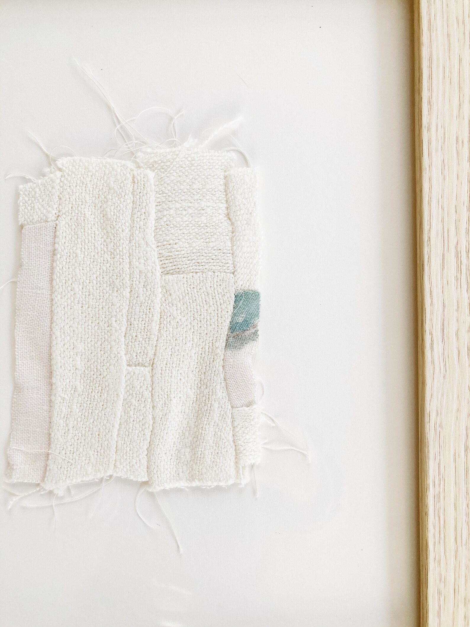 Textile Wall Art, Original Art, Textile Collage, White and Blue