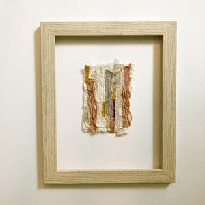 Textile Wall Art Framed Abstract Mixed Media Art Original Embroidered Wall Art Fabric Wall Art Textured Collage Handmade Fiber Art Organic