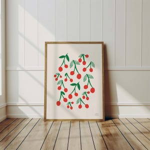 Cherry Wall Art Minimalist Kitchen Cherry Print Summer Fruit Apartment Decor County Cottage Kitchen Farmhouse Kitchen Cherry Red Nursery