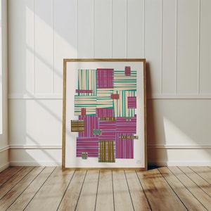 Bold Abstract Art Colorful Wall PRINT Woven Lines Geometric Modern Art Multicolor Maximalist Decor Living Room Decor Stripe Contemporary Art