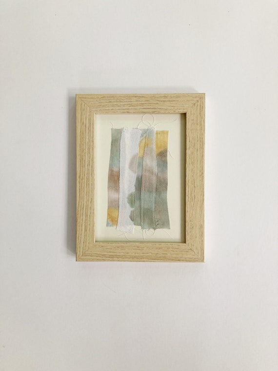 Textile Wall Art, FRAMED Wall Art, Hand Painted Linen, Abstract