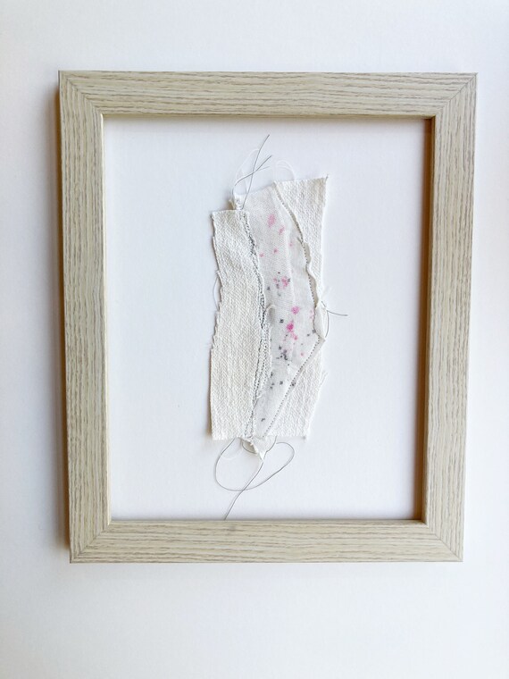 Abstract White Textile Art With Painted Fabric FRAMED Wall Etsy