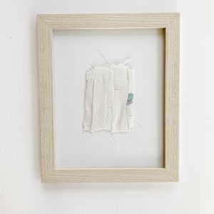 Textile Wall Art, Original Art, Textile Collage, White and blue, Abstract Art, Modern Wall Art, Fabric Wall Art, Contemporary Art, Fiber