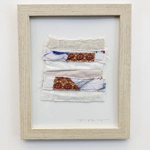 Textile Wall Art Fabric Collage FRAMED Quilted Wall Hanging Fabric Wall Art Farmhouse Patchwork Country Cottage Wall Art Vintage Quilt
