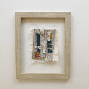 Textile Wall Art FRAMED Abstract Art Original Fiber Art Textile Collage Linen Hand  Embroidery Fabric Wall Art Contemporary Artwork
