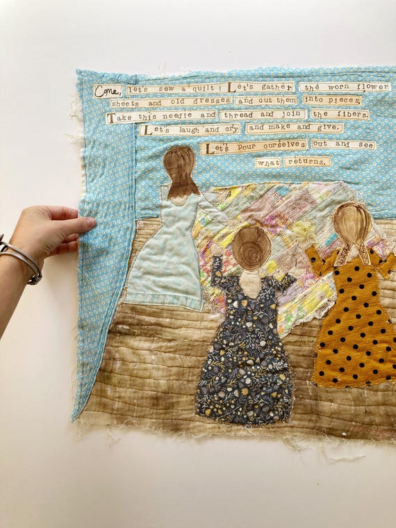 Women Quilting Textile Wall Art Quilted Wall Hanging Textile Wall Art Fabric Art Poem Embroidered Collage Heirloom Gift for Artist Heartfelt Etsy Canada