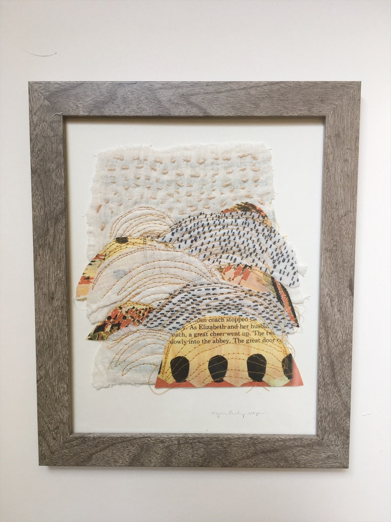 Textile Wall Art Fabric Textured Modern Farmhouse Framed Original Artwork Landscape Quilt Texture