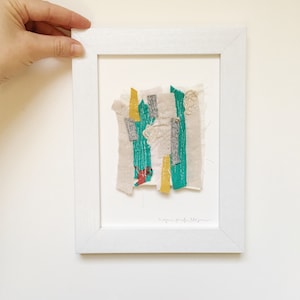 Textile Wall Art, Abstract Art, FRAMED Wall Art, Original Art, Embroidery, Fabric Wall Art, Bold Colors, Unique Gift, Mixed Media Art