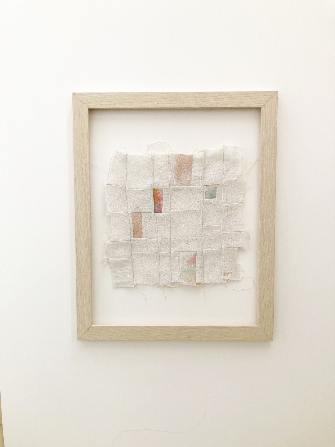 Textile Wall Art White Textured Wall Art Original FRAMED 11 X 14 Modern ...