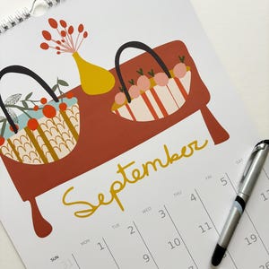 2025 - 2026 Academic Year Calendar Illustrated Calendar Botanical Floral Wall Calendar Mid Year Calendar 12 Month Flowers Fruit Birds Flora