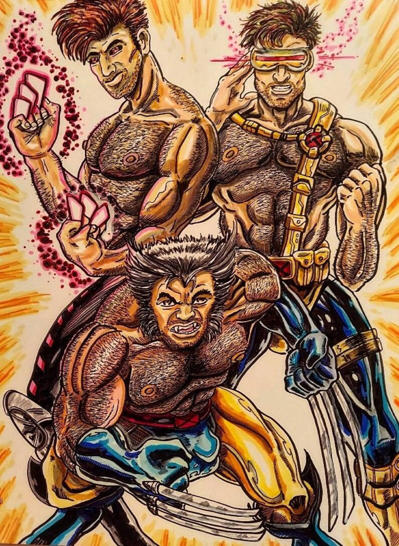 Erotic Cyclops Wolverine Gambit Xmen Marvel Comics Gay Fan Art - Etsy