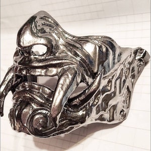 JAPANESE ONI COSPLAY Silver Chrome Face Mask Motor Cycle Ppe Samurai Ghost of Tsushima Mask Anime