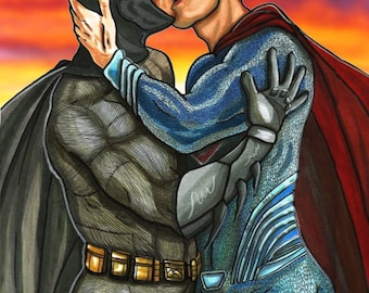 Erotic BATMAN SUPERMAN Dawn of Justice Gay Kiss DC Comics 11 X - Etsy UK
