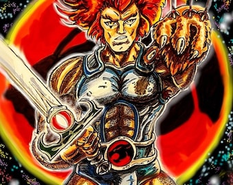 THUNDER CATS LIONO 80'S Cartoon Fan Art 11 x 17 Stampa firmata