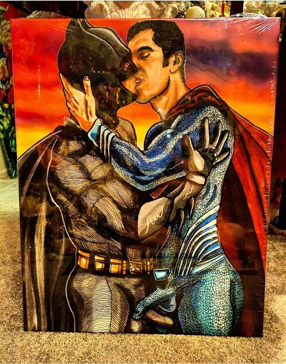 BATMAN SUPERMAN KISS Justice League Canvas Art Print Erotic - Etsy Australia