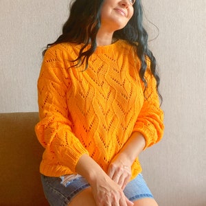 Jumper Knitting Pattern , Openwork Knit Sweater Pattern , Oversized Sweater Pattern