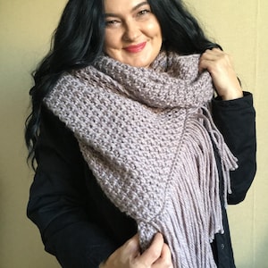 Knitting Pattern , Knit Scarf Pattern for Beginner , Unisex Blanket Scarf Knitting Tutorial , Chunky Shawl Knitting Pattern