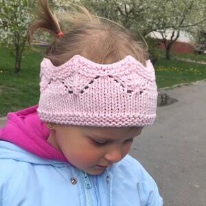 Headband knit pattern , Crowned prince and princess headband knit pattern , Headband pattern for sizes baby , infant , toddler , preschool image 2