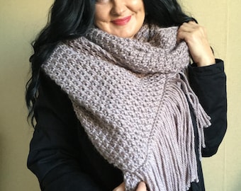 Knitting Pattern , Knit Scarf Pattern for Beginner , Unisex Blanket Scarf Knitting Tutorial , Chunky Shawl Knitting Pattern