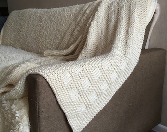 Blanket knitting pattern for Beginner . Easy throw blanket pattern for beginner . Cozy blanket knit pattern . Baby blanket pattern