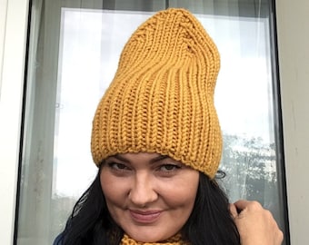 Beanie Knitting Hat Pattern , Easy Hat Pattern , Bulky pattern , Chunky and Slouchy PDF Hat Pattern , Autumn and Winter knitting