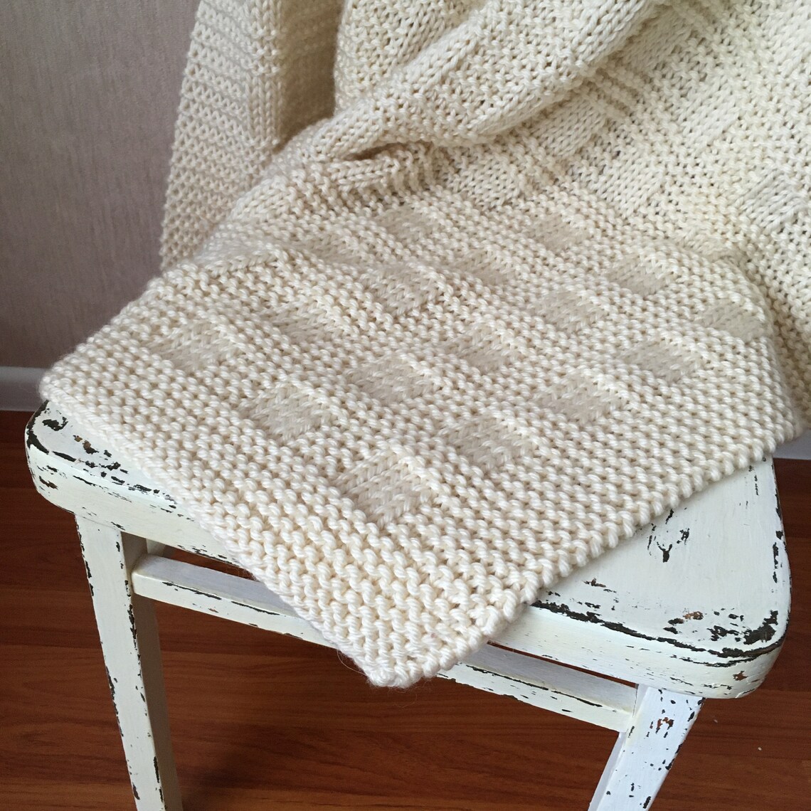 Blanket knitting pattern for Beginner . Easy throw blanket | Etsy