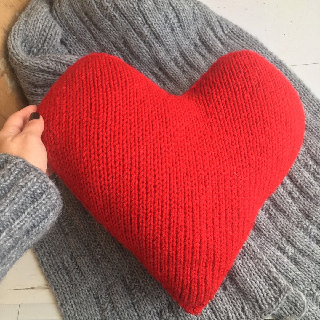 Decorative Pillow Heart Pattern , Knit Heart Pattern , Home Decor