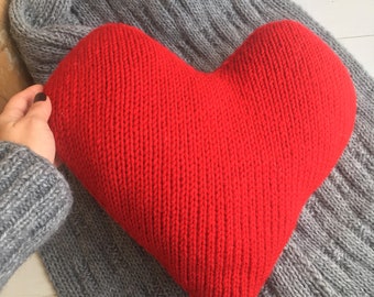Decorative pillow Heart pattern , Knit Heart pattern , Home decor pattern , Valentines pillow , DIY pillow