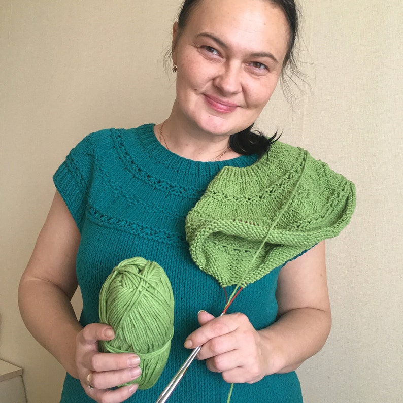 TopDown Sweater with short sleeves knitting Pattern Easy Etsy