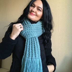 Knitted Scarf Pattern for Women and Men . Easy Knit Scarf - Etsy