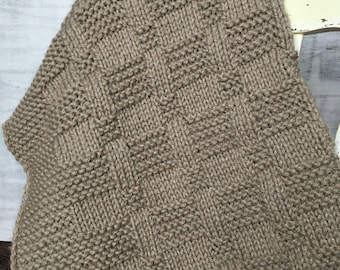 Blanket knitting pattern for many sizes . Easy throw blanket pattern for beginner . Cozy blanket knit pattern . Rustic blanket pdf