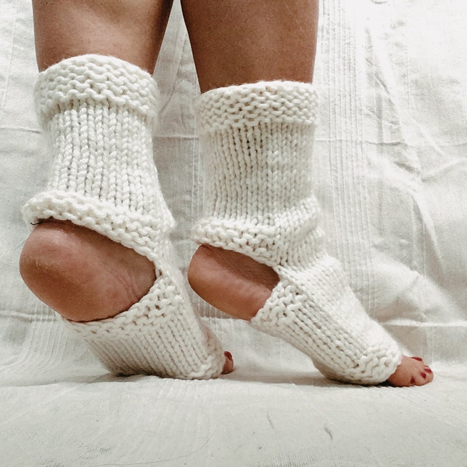 Yoga Socks Handknit Toeless Socks Flip Flop Wool Socks Pink Purple