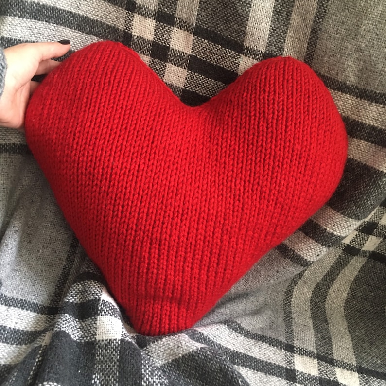 Decorative Pillow Heart Pattern Knit Heart Pattern Home Etsy