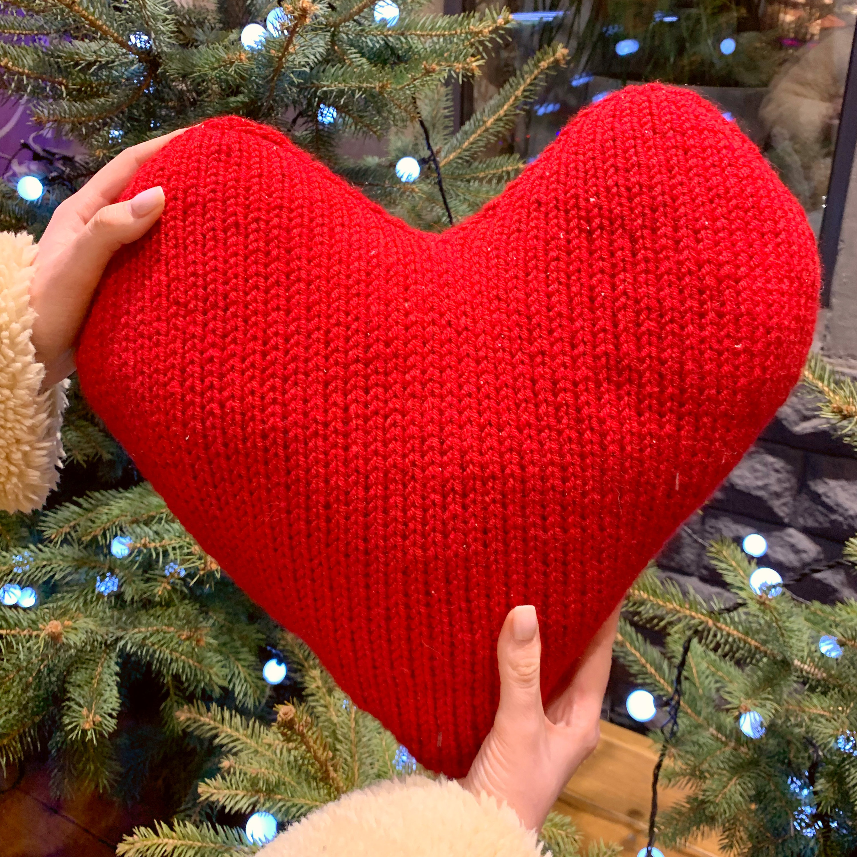 Decorative pillow Heart pattern Knit Heart pattern Home Etsy