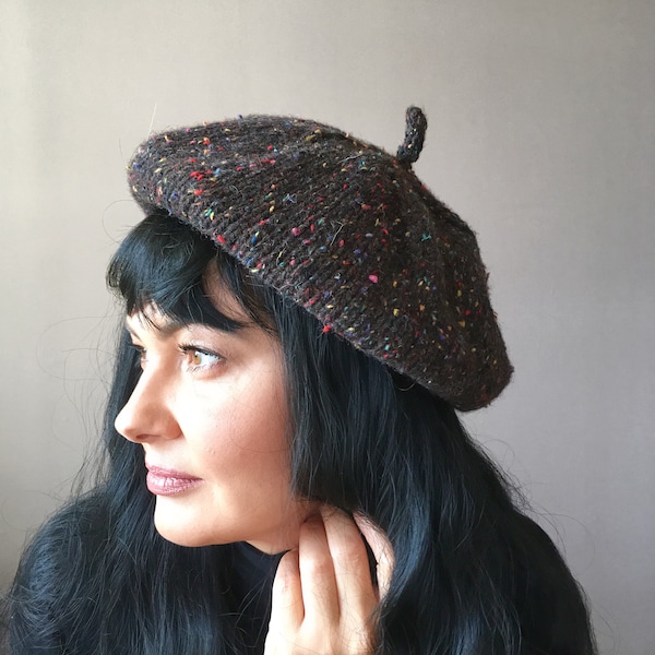 Modèle de tricot de béret, modèle de béret tricoté, modèle de béret classique, modèle de tricot Slouchy Hat, modèle de tricot facile pour chapeau, béret en tweed