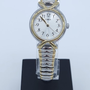 Vintage Timex Easy Reader damespolshorloge tweekleurig goud en zilver