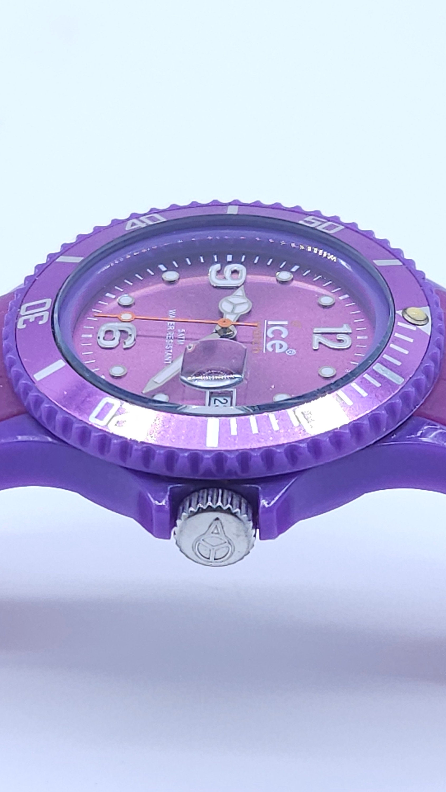Running‎ Ice Watch 44mm Classic Light Purple Plastic Resin Quartz Watch Big Dial Roman Numerals Lavender Dial Full Iced Out Moissanite Watch 42mm main image 3