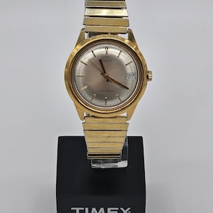 Men's Vintage Timex Watch 26560 10578 Mechanical Winding Gold Tone with the Original Band! Working!!