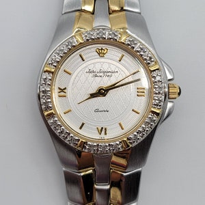 Vintage Jules Jurgensen Women&#39;s 7782T Elegant Genuine Diamonds  Dress  Gold and Silver Tone Watch