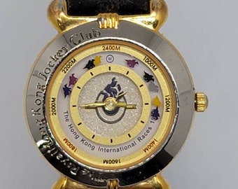 Rare Collectible 1994 The Royal Hong Kong Jockey Club International Races Leather Watch